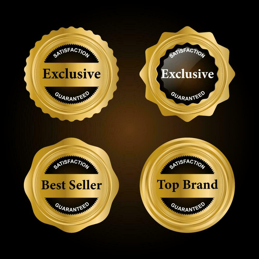 Luxury premium golden badge labels collection vector