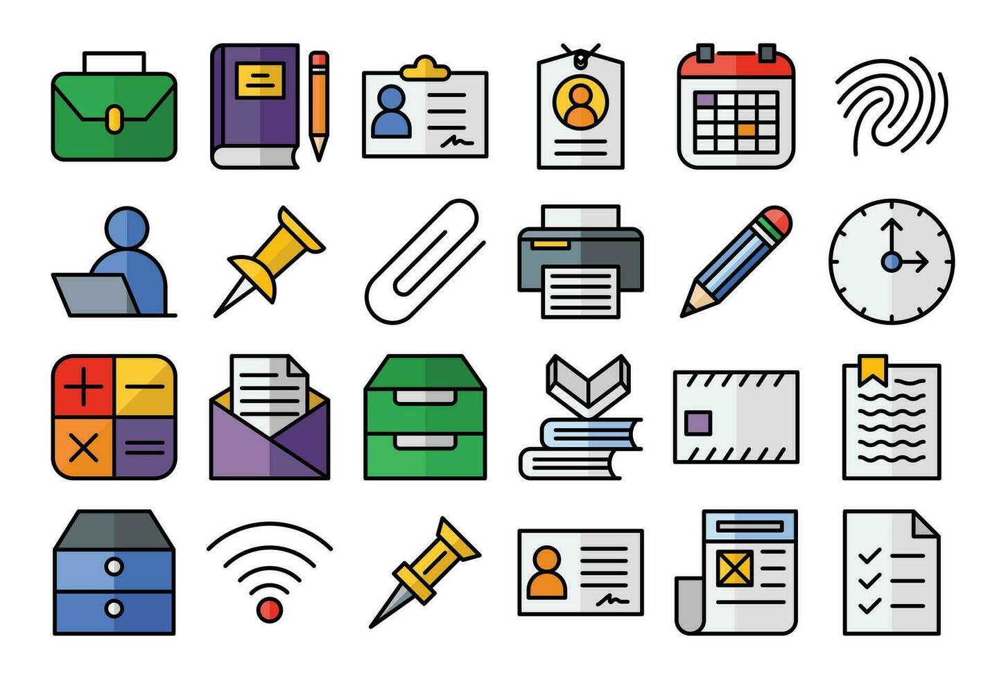 office filled outline icons set. The collections include for web design,app design, software design, vector