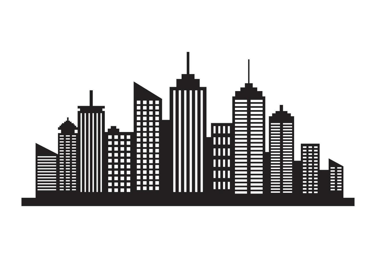 Building silhouette cityscape silhouette. Modern flat city architecture urban city landscape vector