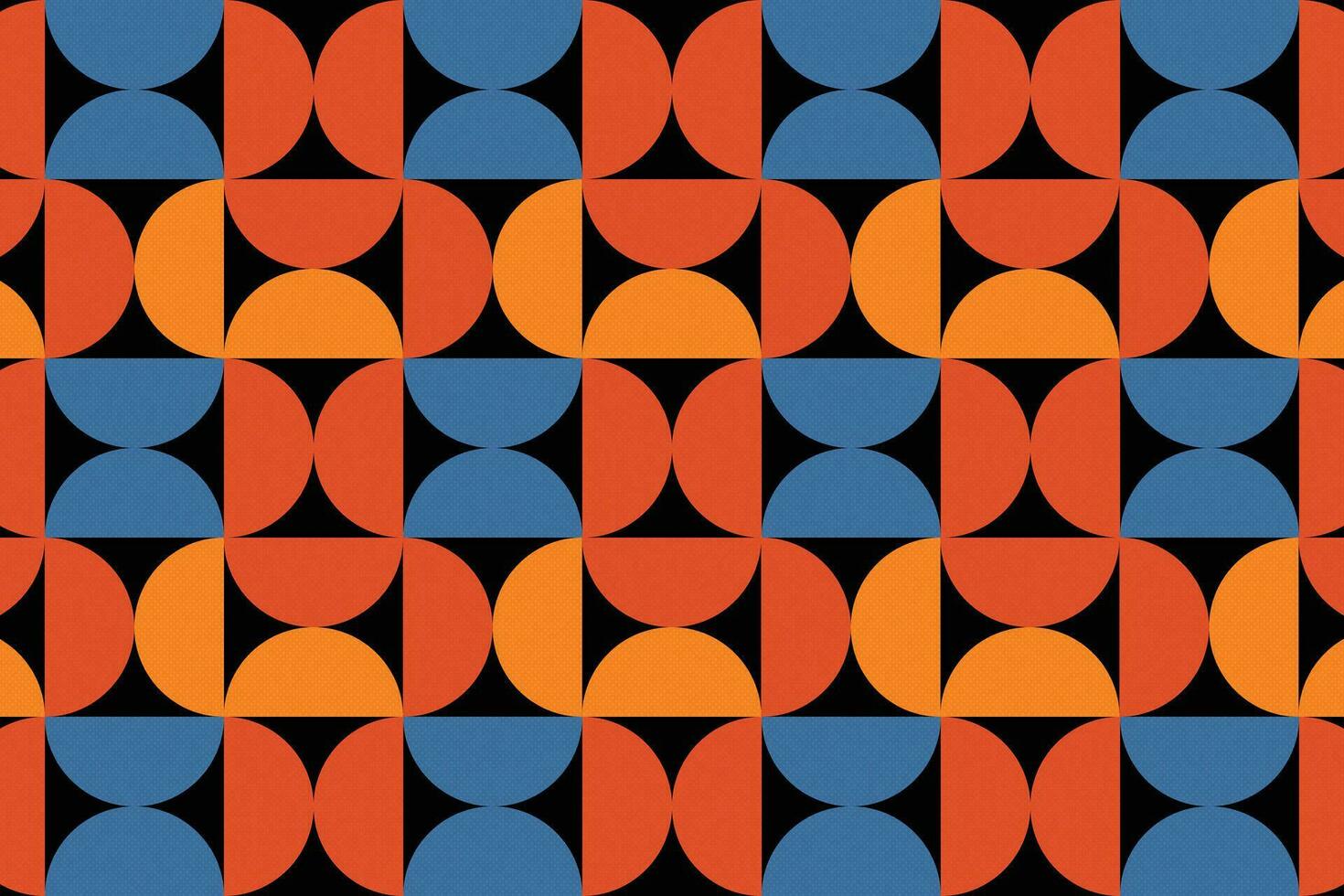 Abstract geometric backgrounds blend semicircles and triangles, with a composition of orange, blue, red and cream colors and black base colors. vector