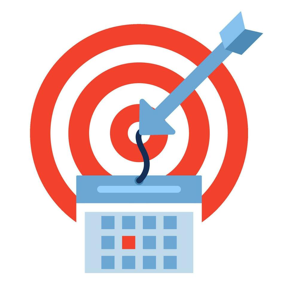 An illustration of a target with an arrow and a calendar can be used as a deadline theme vector