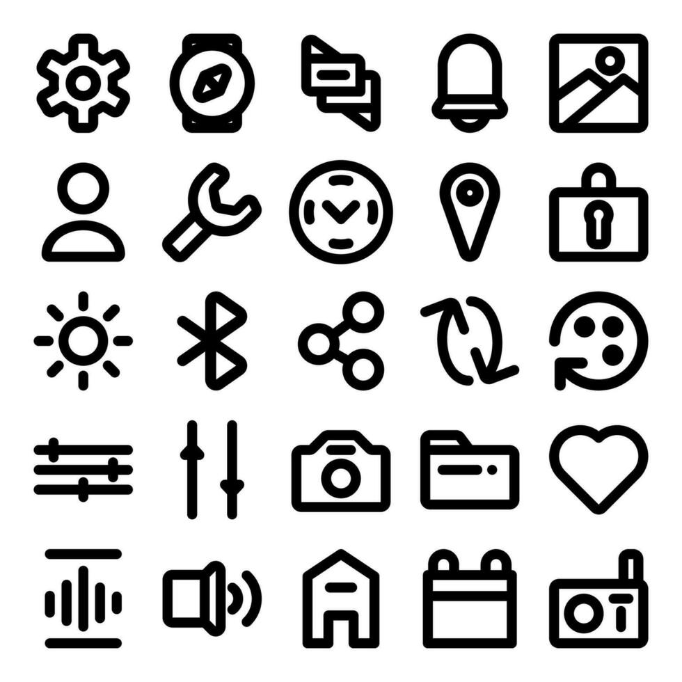 a collection of outline icons themed with important UI tools suitable for design projects vector