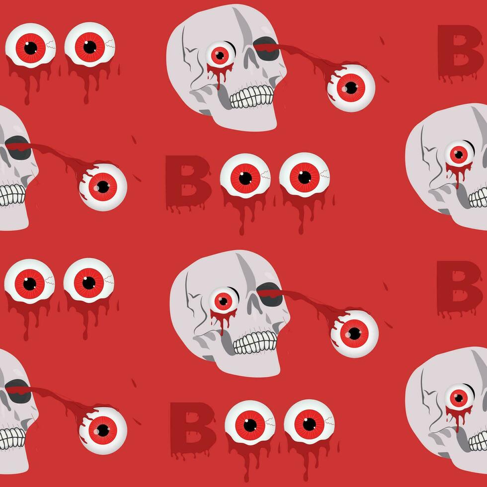 Seamless Halloween pattern with skull. vector