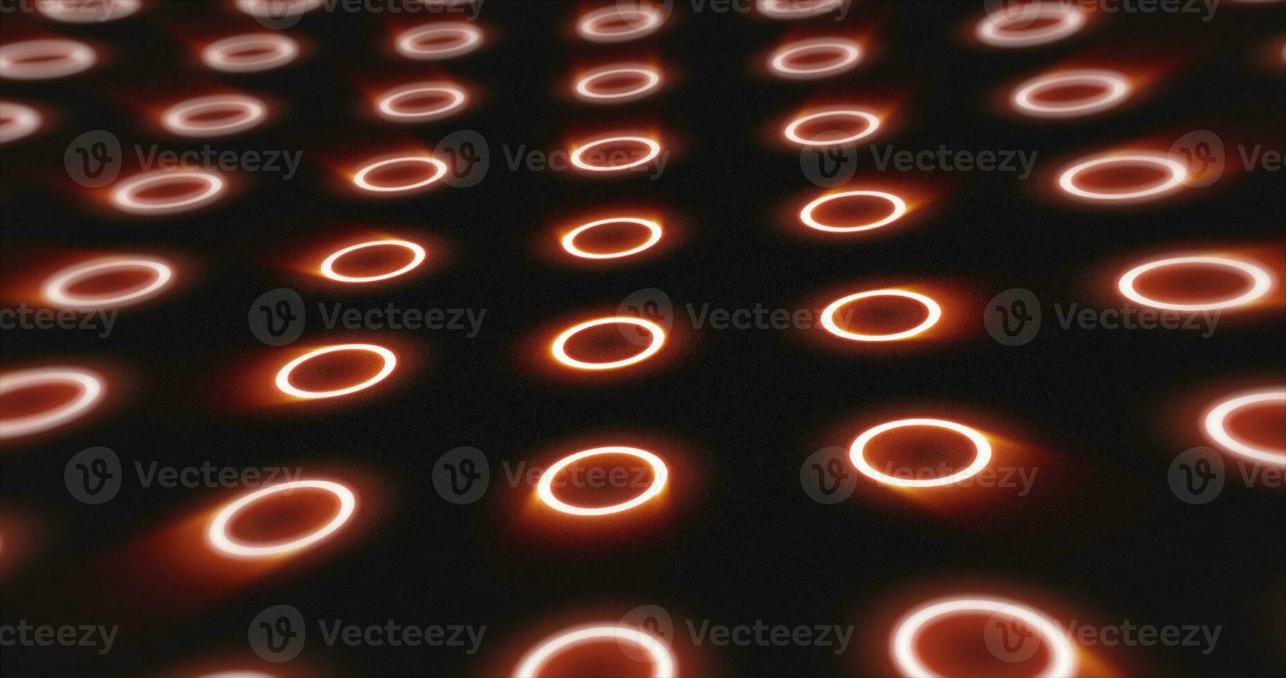 Abstract orange pattern of glowing geometric circles loop futuristic hi-tech black background photo
