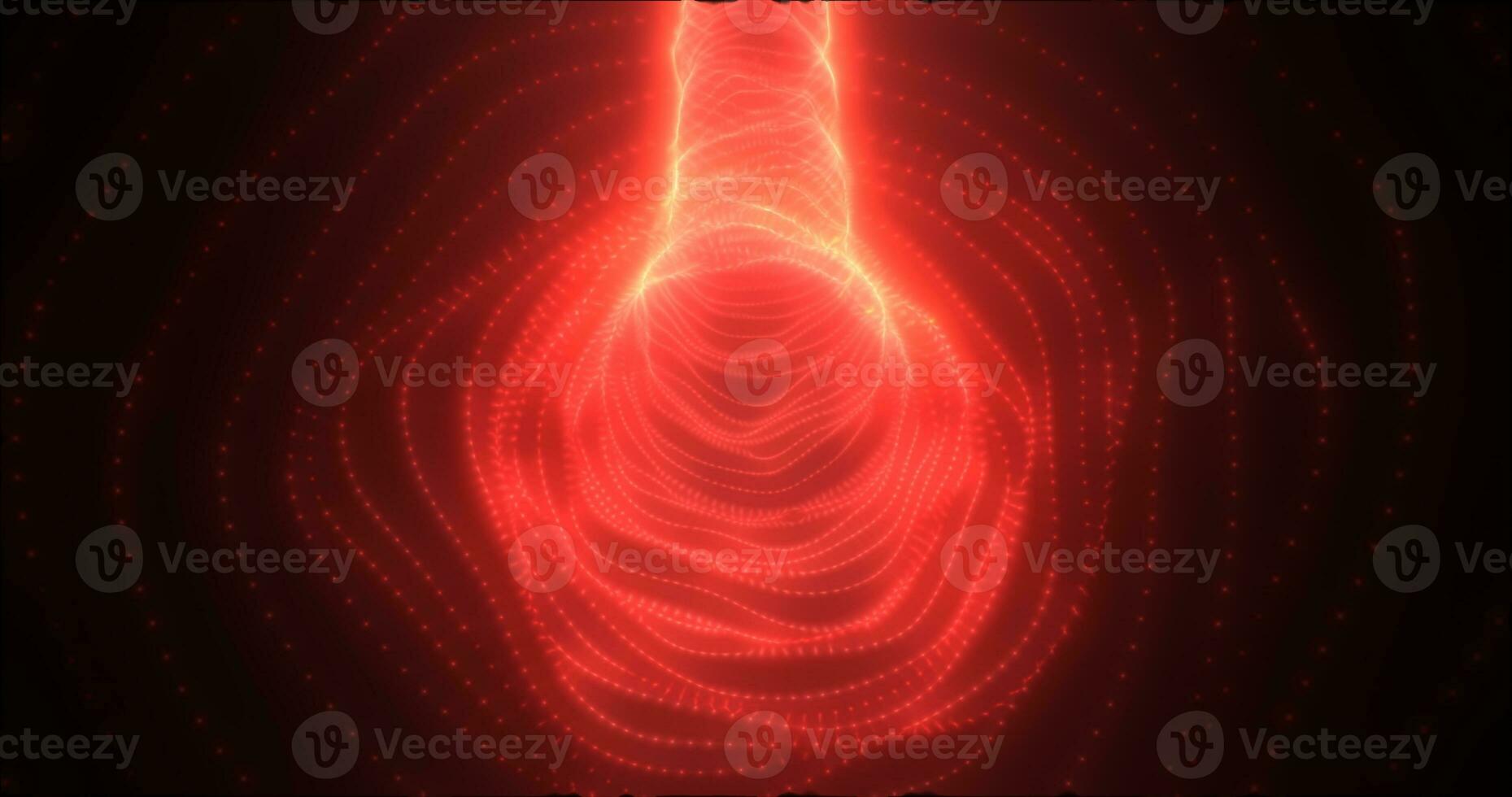 Abstract red tunnel swirling from particles and dots of glowing bright futuristic hi-tech background photo