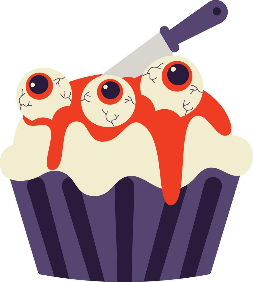 Bloody Eyes Halloween Cupcakes Illustration vector