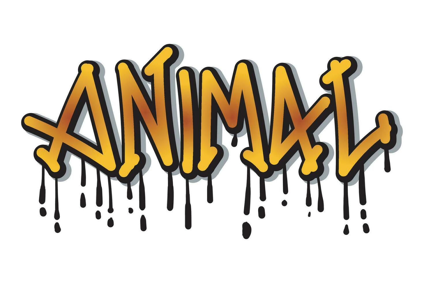 Animal text graffiti art design vector