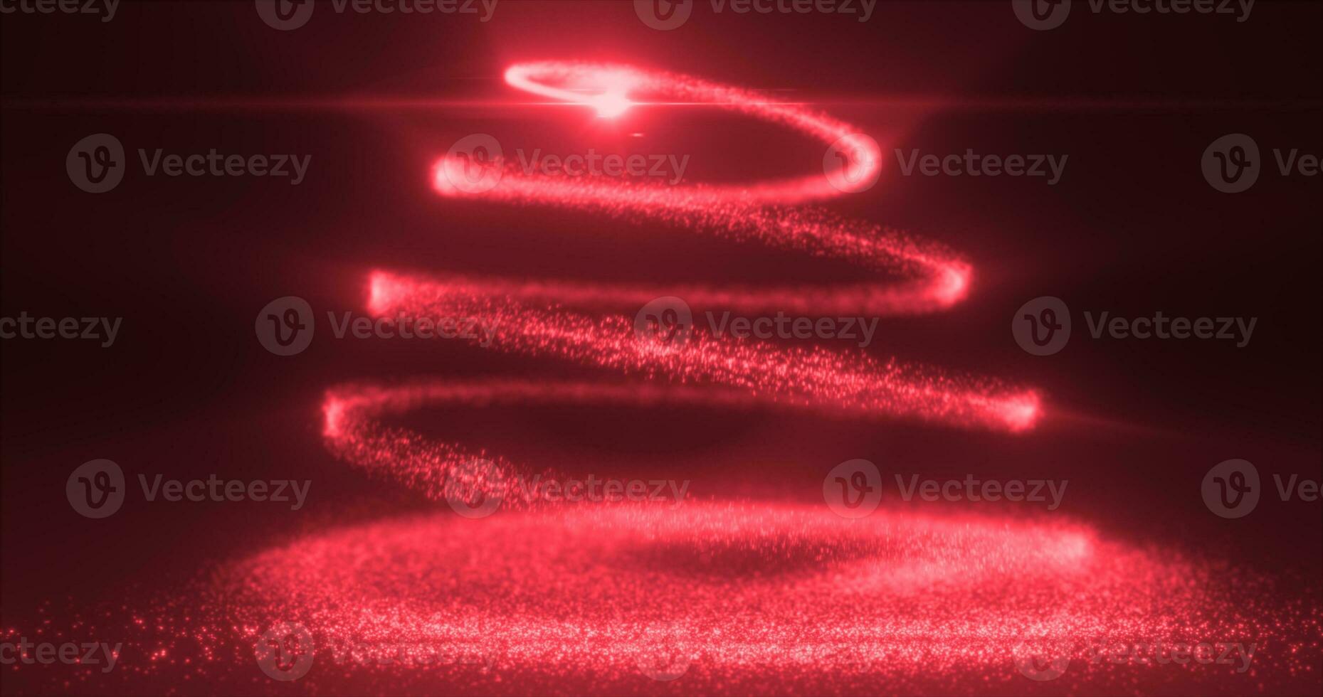 Abstract red flying line of dots and luminous particles of energetic magical bright spirals in the shape of a Christmas New Year tree photo