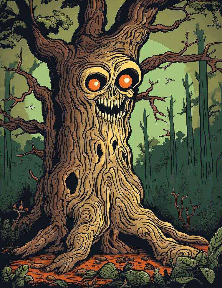 Old tree monster. Fantasy Art. AI Generated. photo