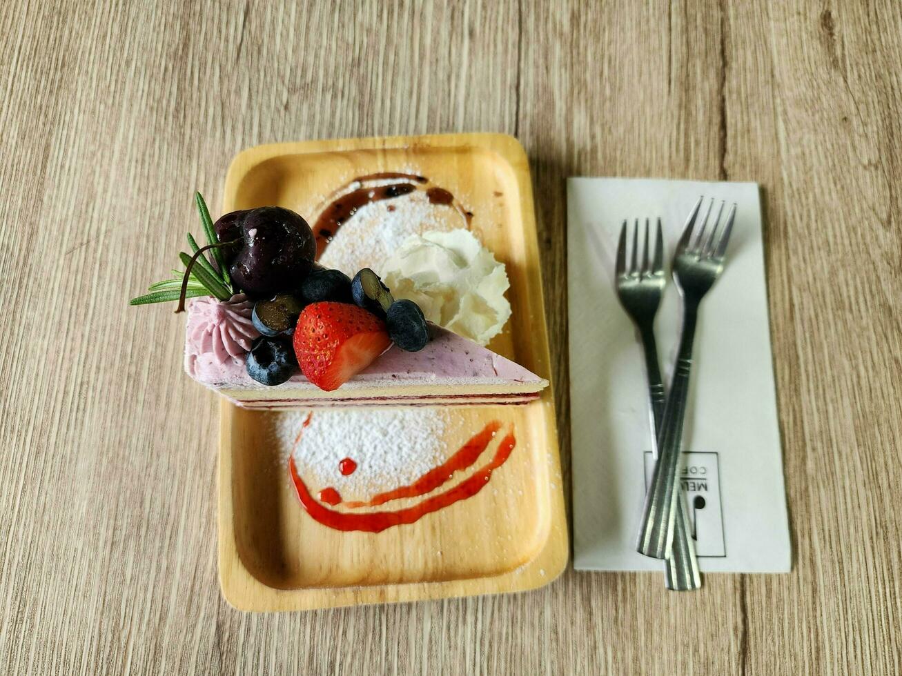 Delicious mixed berry cheesecake photo