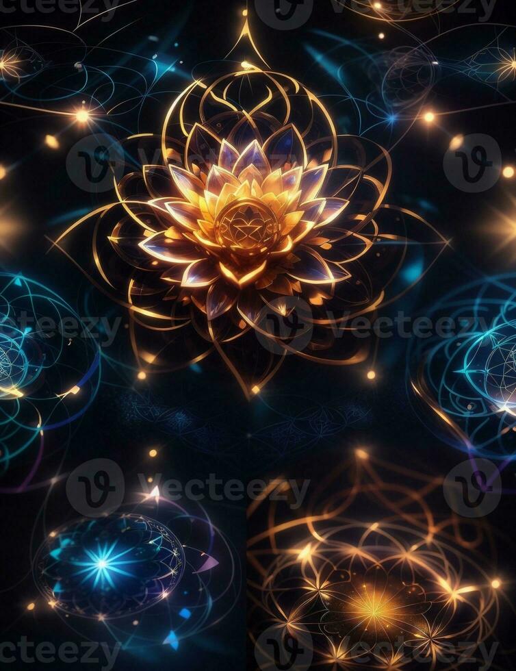 sacred geometric patterns, similar to floral illustrations photo