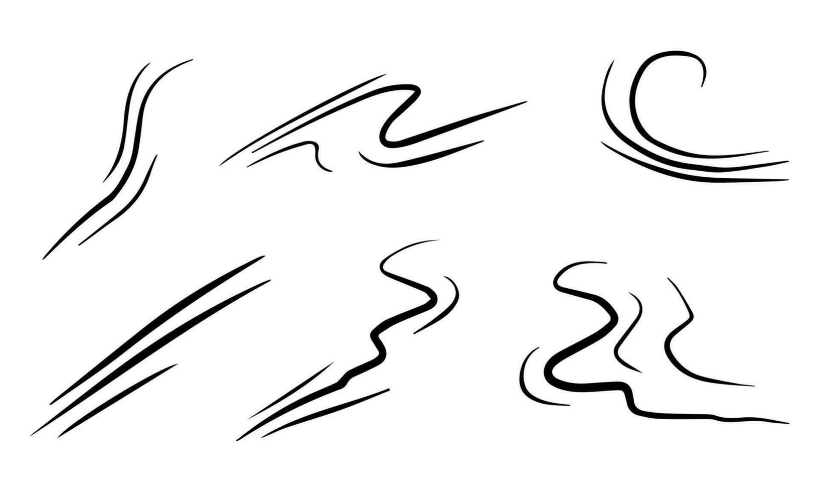 hand drawn set wind doodle blow, gust design isolated on white background.  illustration vector handrawn style