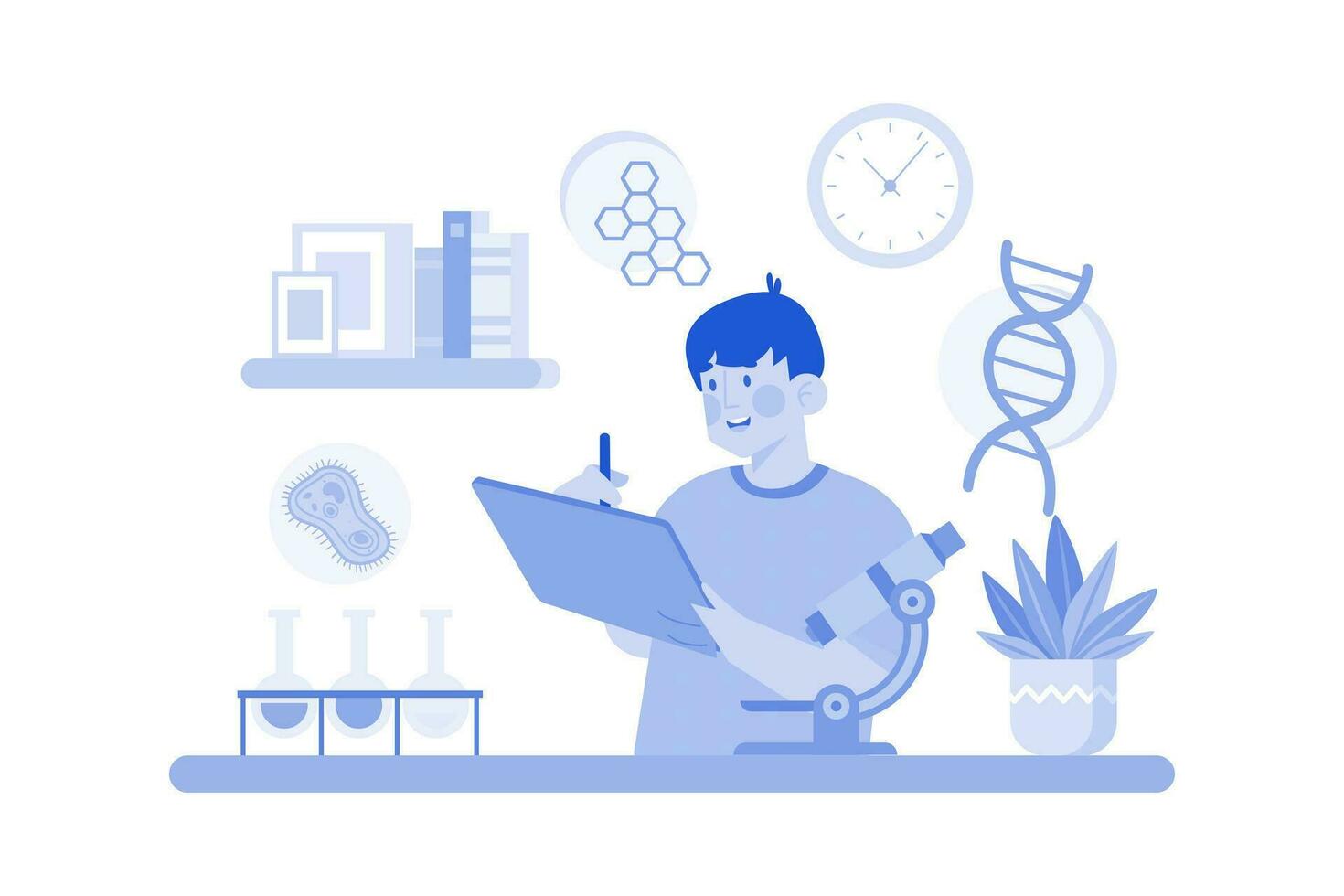 A Student Studies For A Biology Exam vector