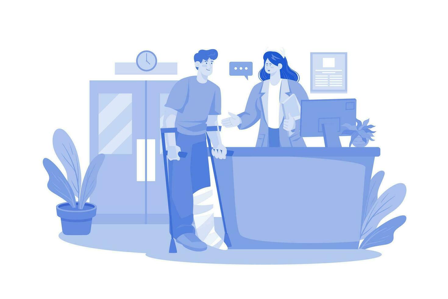 Hospital Reception Desk Illustration concept on white background vector