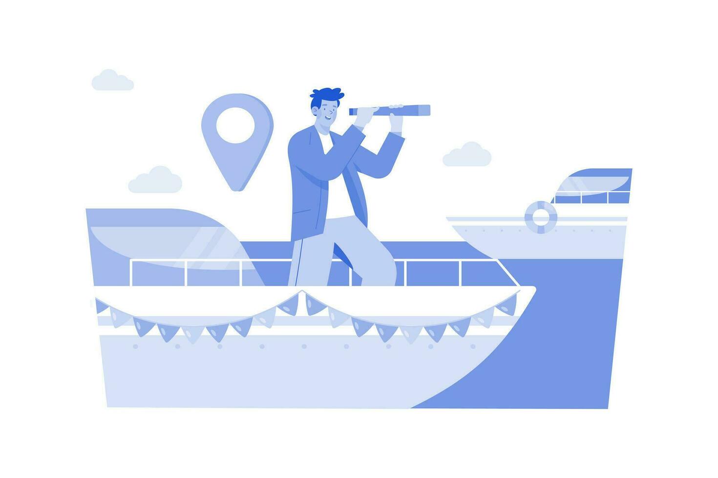 People take a boat to explore foreign destinations vector