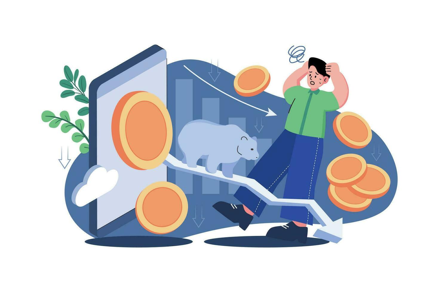 Bearish crypto coin Illustration concept on white background vector