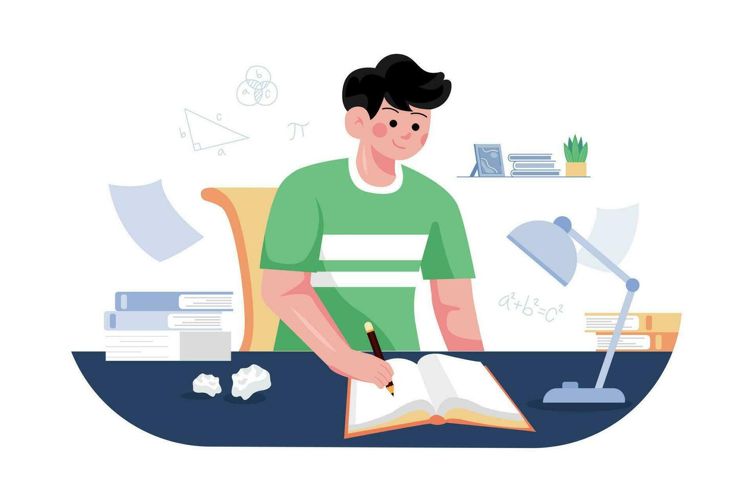 Students Studying At Home Illustration concept on white background vector