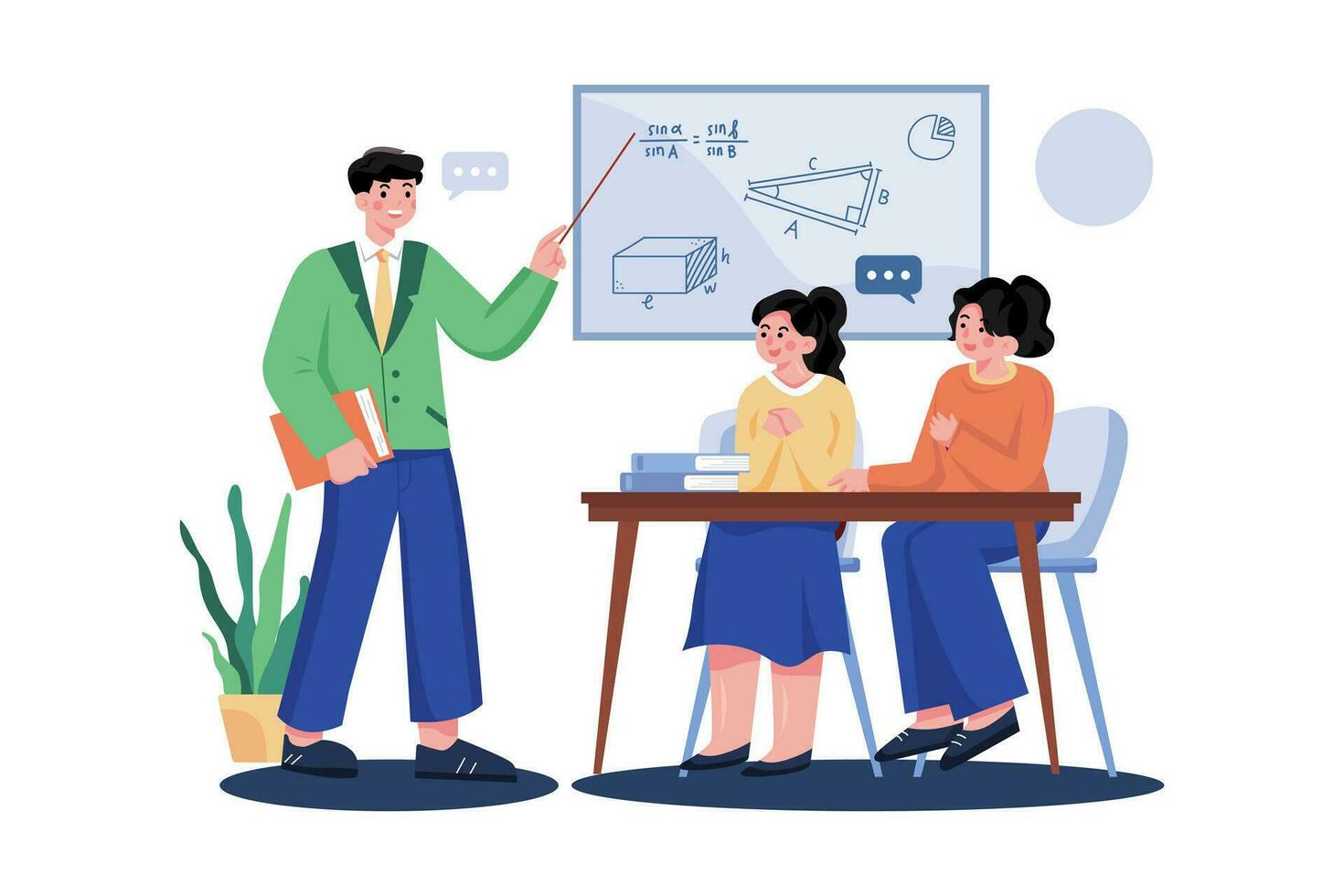 Teacher And Student Communicating vector