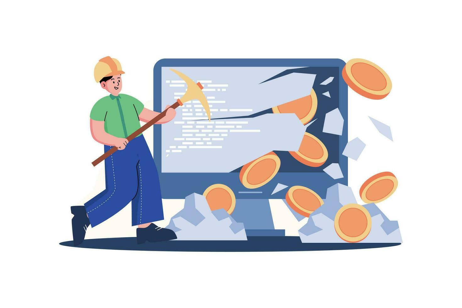 Cryptocurrency mining Illustration concept on white background vector