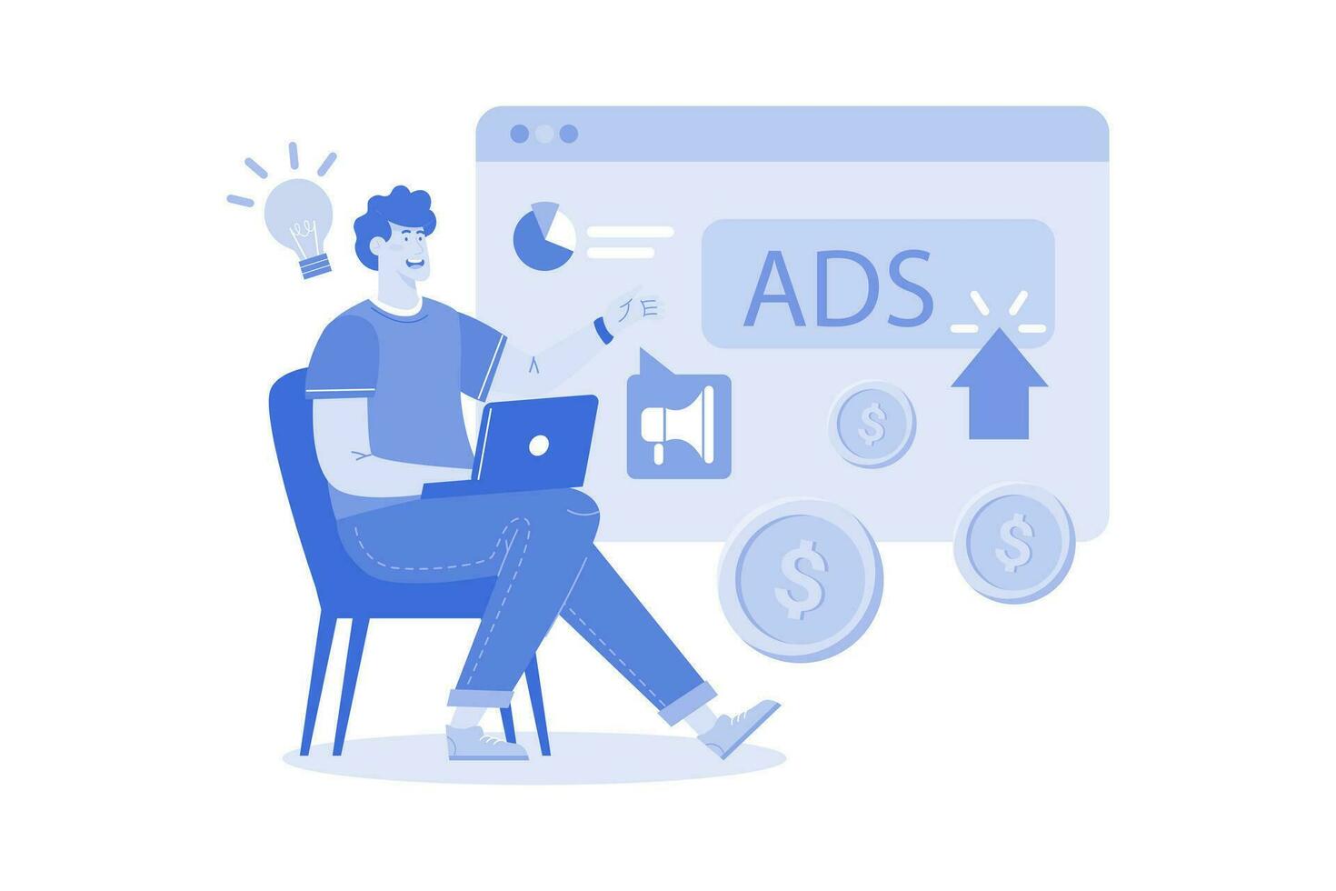 A PPC Expert Manages Online Advertising Campaigns vector