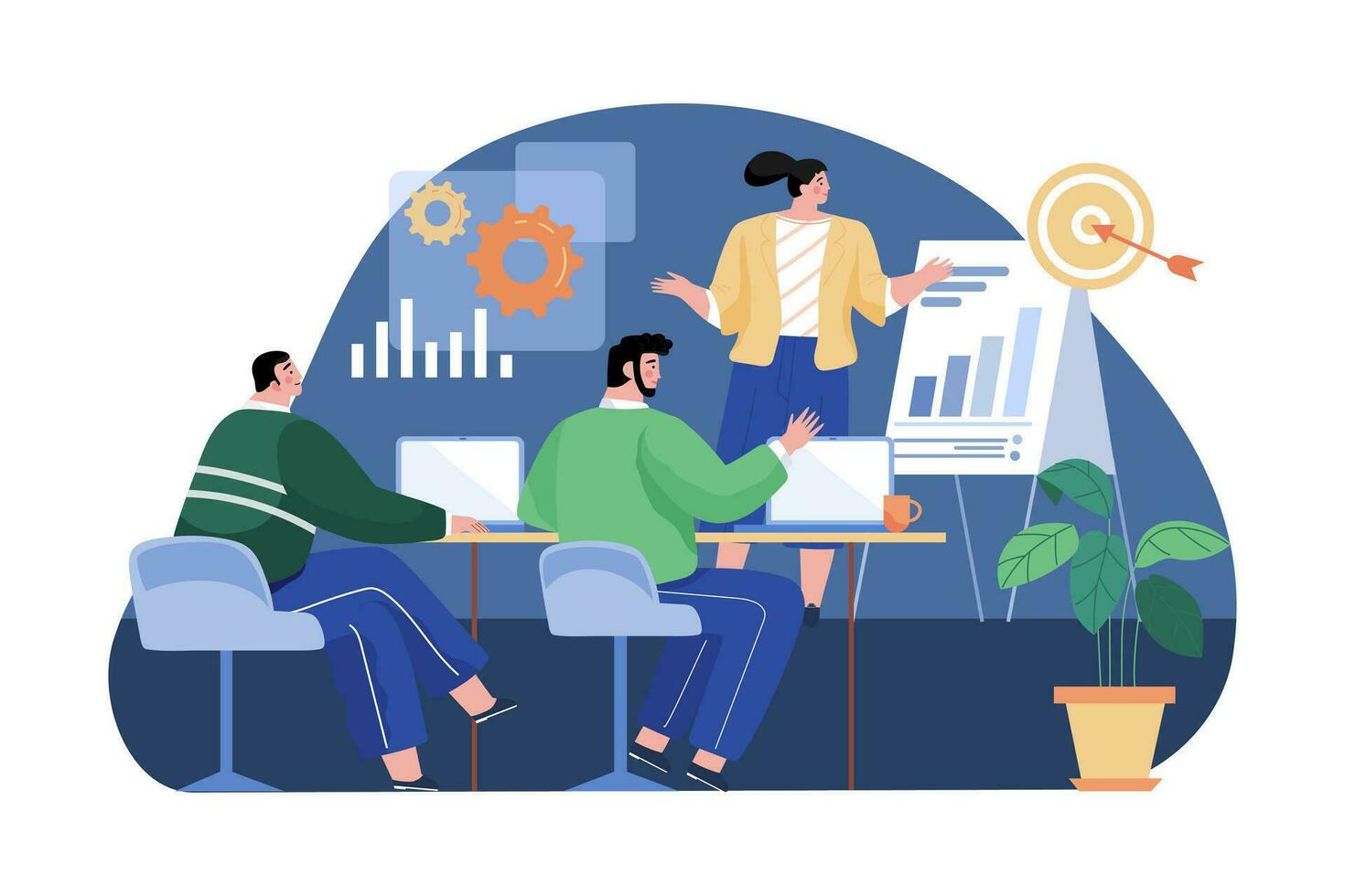Business Team Working On Marketing Goals vector