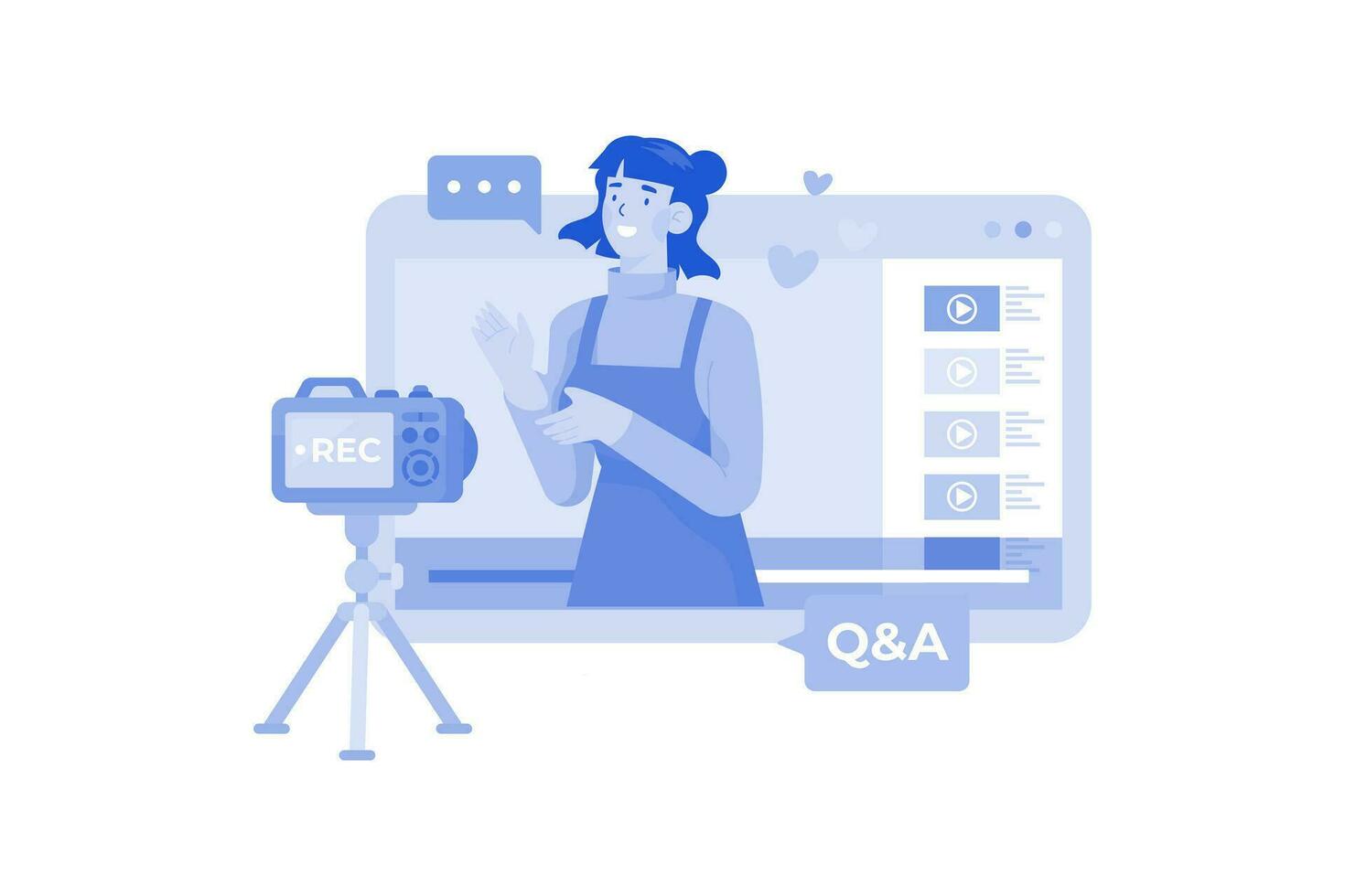 Video Creator Livestreams A Q and A With Their Audience vector