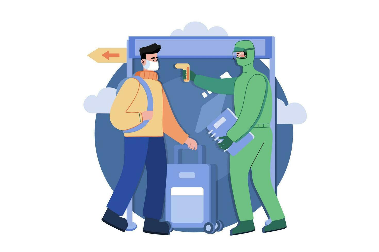 Testing For Covid At Airport Illustration Concept vector