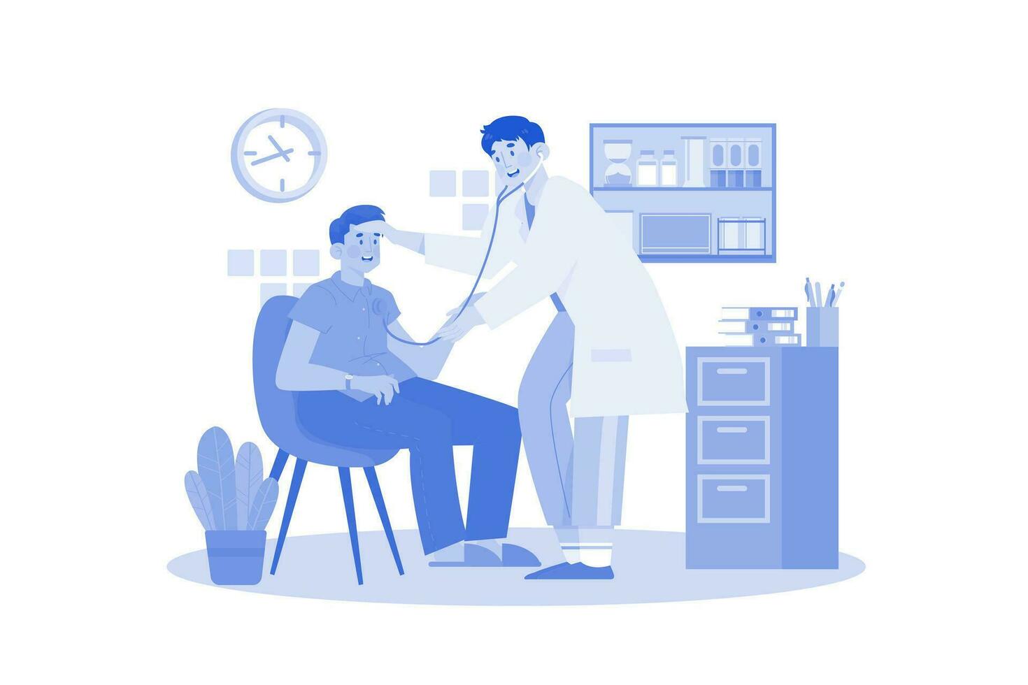 A Doctor Examines A Patient To Diagnose Injury vector