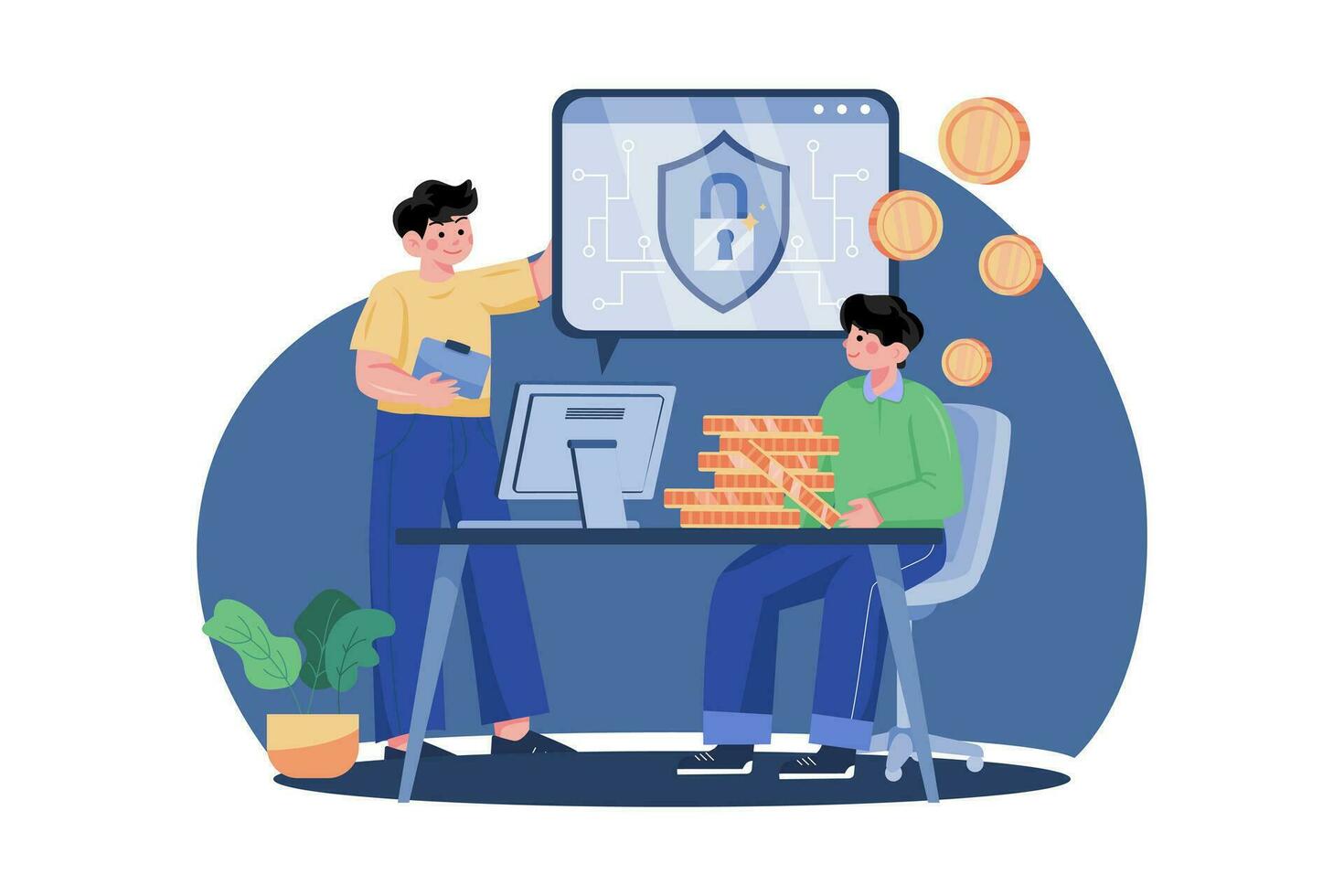 Crypto Protection Illustration concept on white background vector