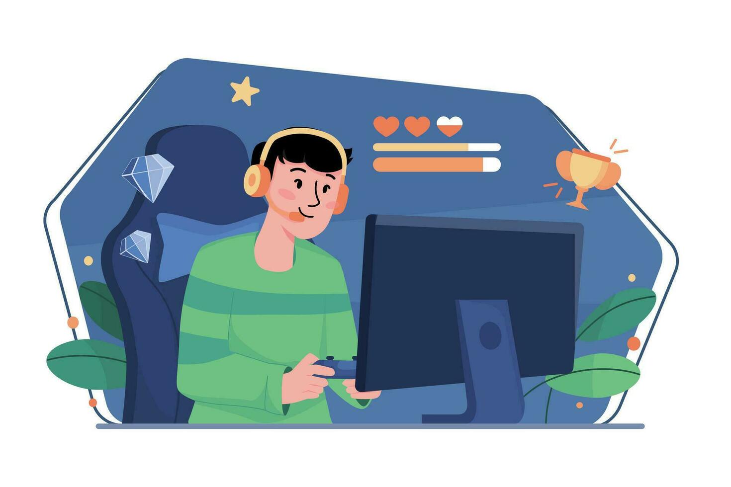 Online Game Streamer Illustration concept. A flat illustration isolated on white background vector