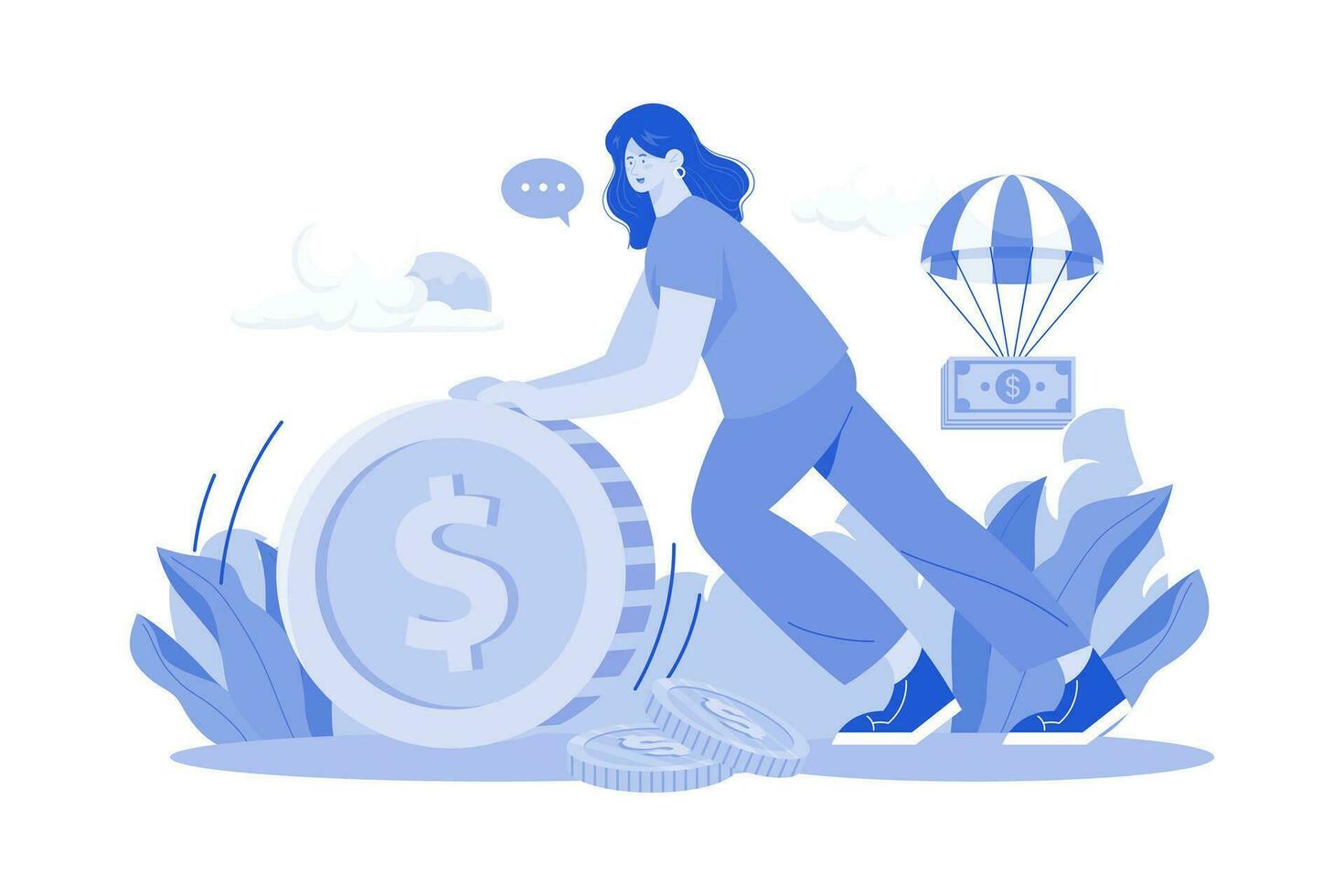 Woman Rolls A Large Coin vector