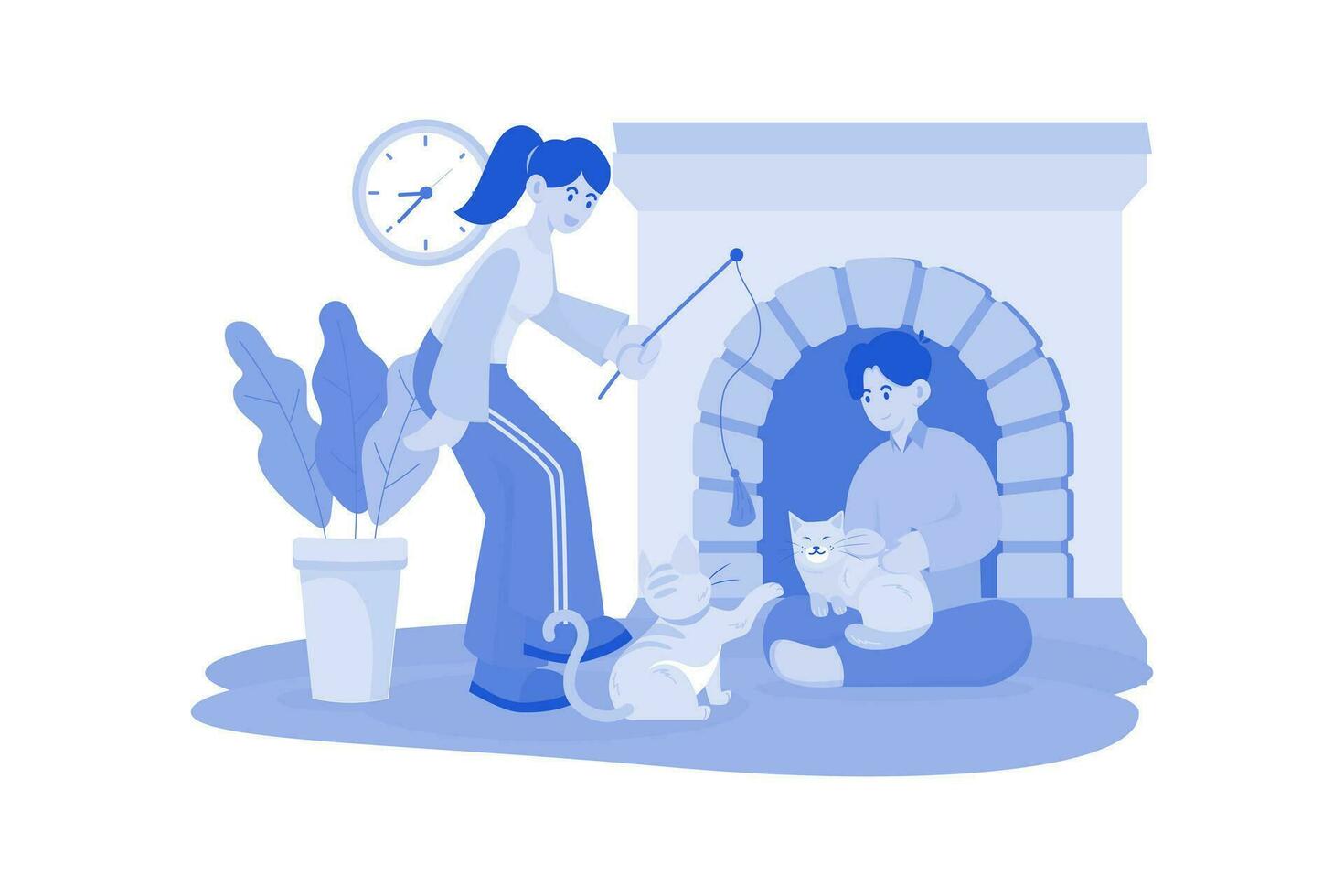 People Spending Time With Pet vector