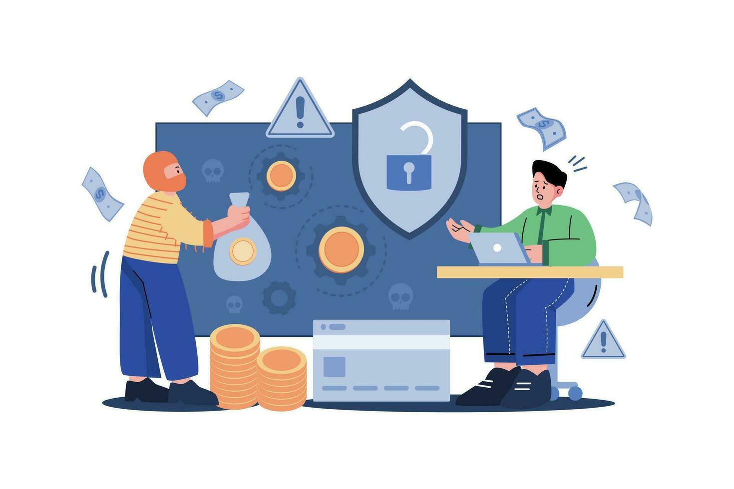 Crypto crime Illustration concept on white background vector