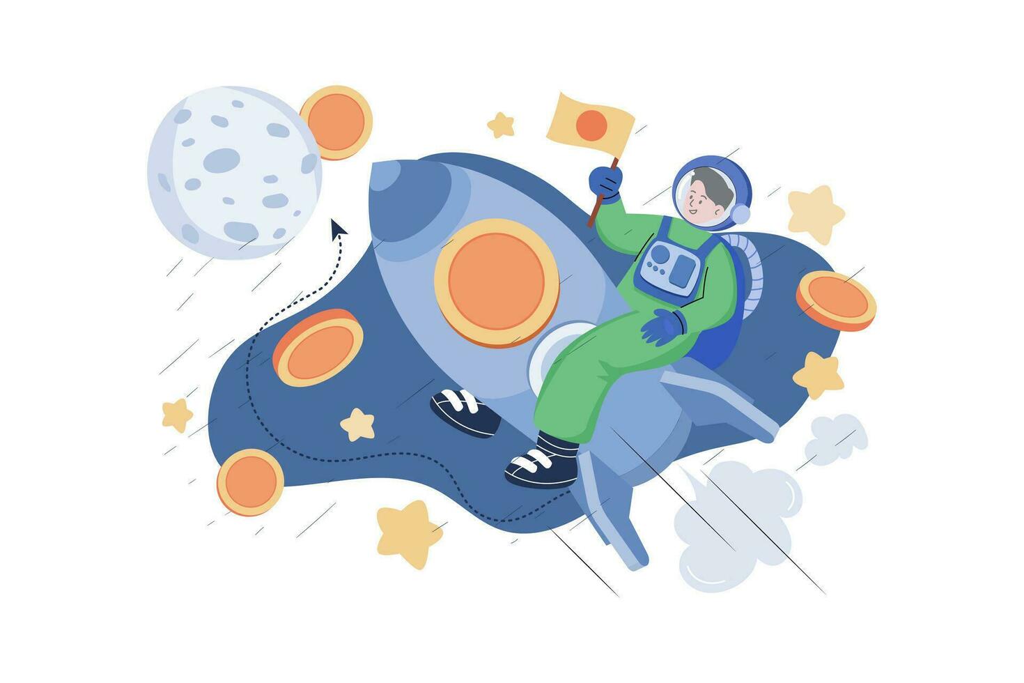 Crypto to the moon Illustration concept on white background vector