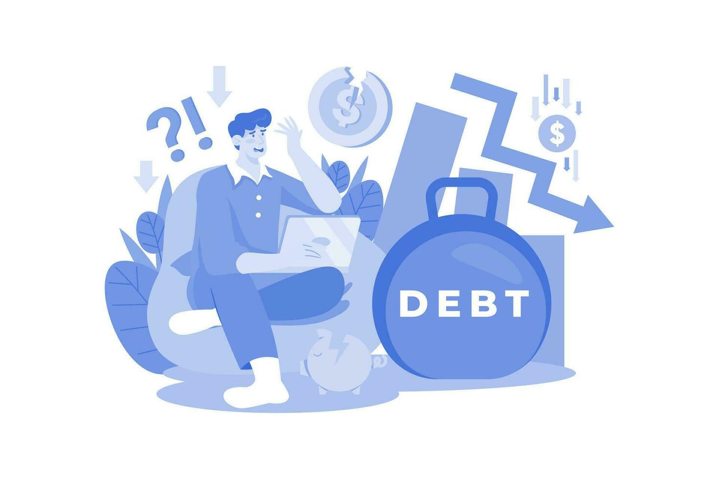Businessman With Huge Debt vector