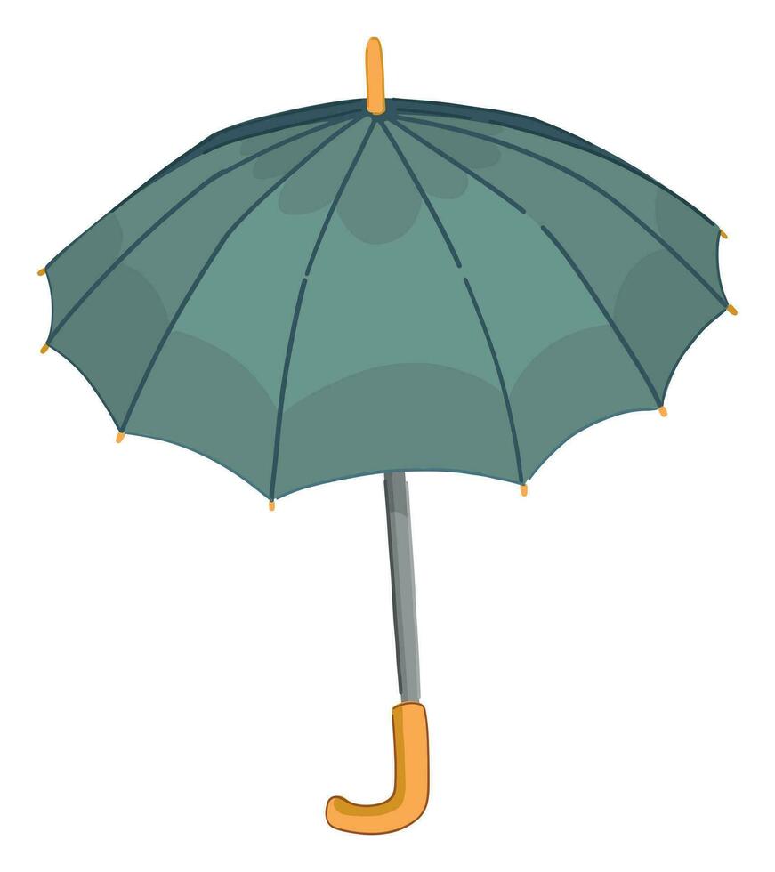 Doodle of open umbrella. Cartoon clipart of rainy weather accessory. Contemporary vector illustration isolated on white background.