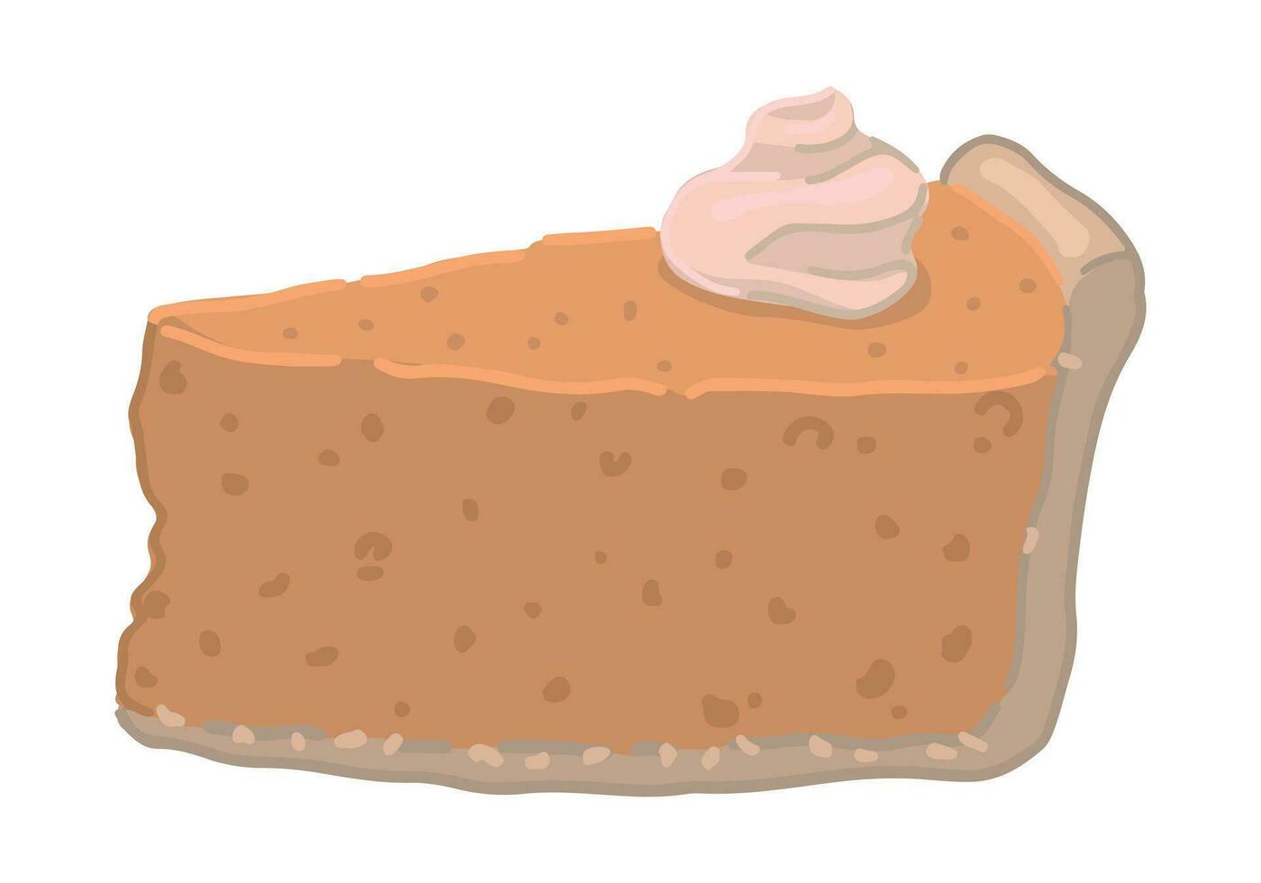 garabatear de pedazo de calabaza tarta. dulce hecho en casa Pastelería clipart aislado en blanco antecedentes. vector ilustración en dibujos animados estilo.