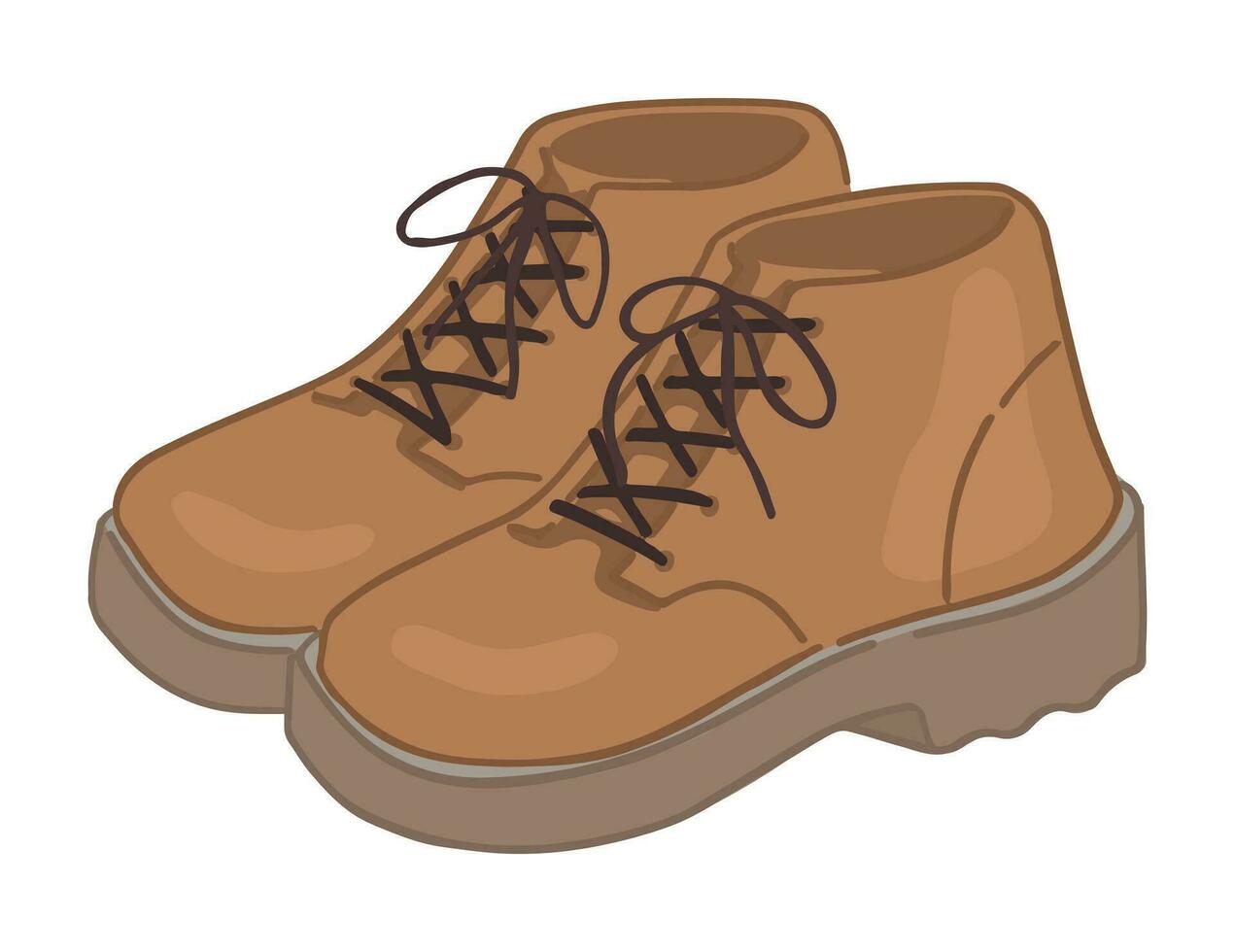 Doodle of classic men shoes. Cartoon clipart of autumn footwear. Contemporary vector illustration isolated on white background.