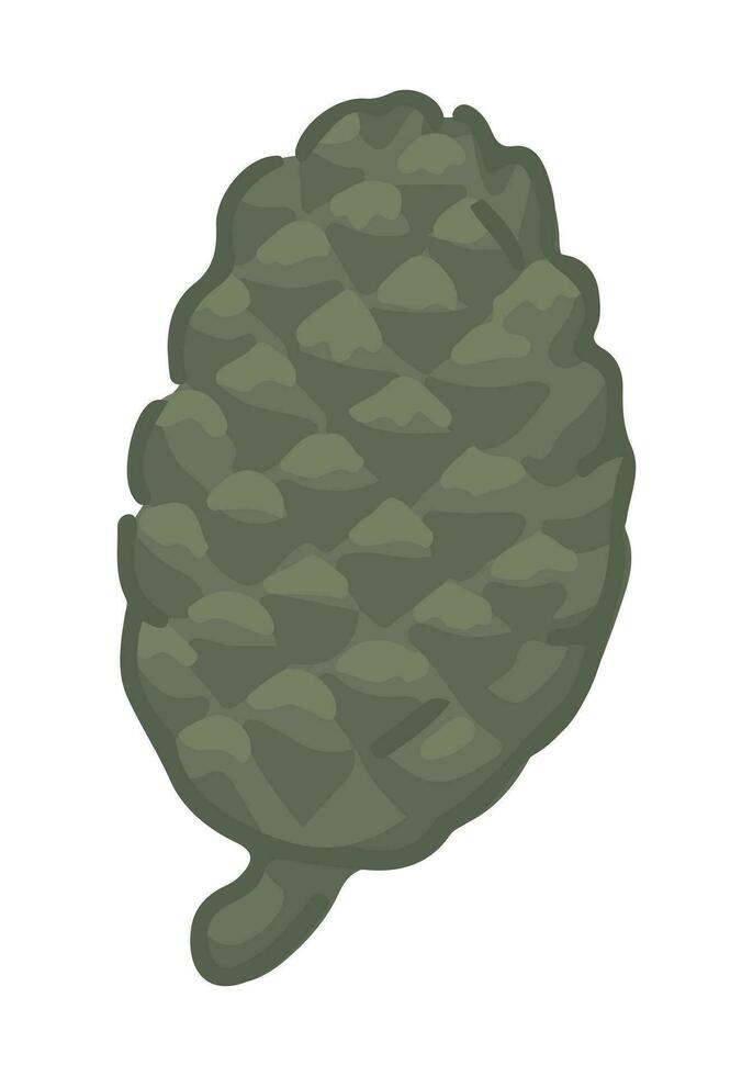 Cartoon clipart of pine cone. Doodle of autumn forest harvest. Contemporary vector illustration isolated on white background.