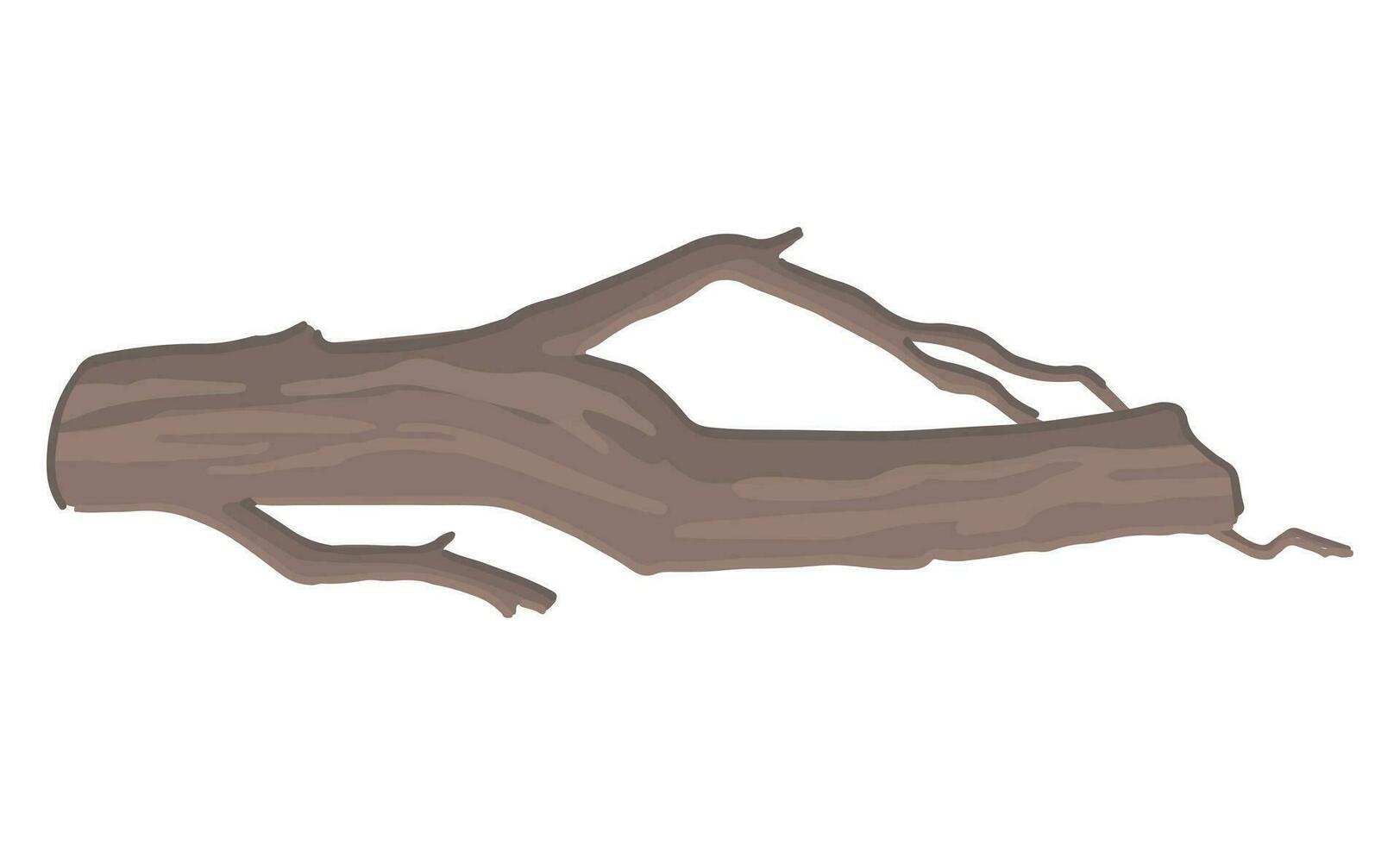 Cartoon clipart of wood twig. Doodle of natural tree branch, forest stick. Contemporary vector illustration isolated on white background.