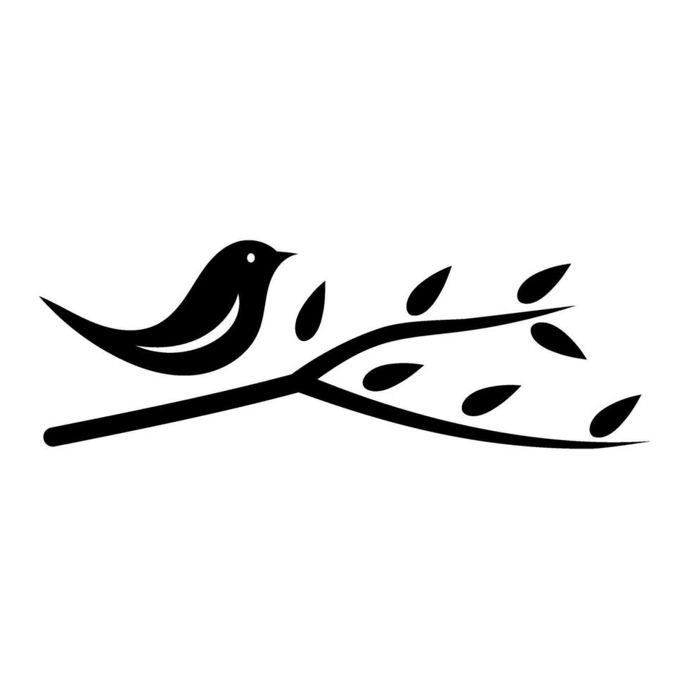 bird on the branch silhouette logo vector