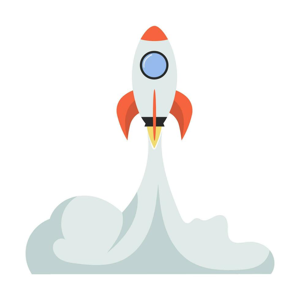 rocket launch in space flat illustration vector