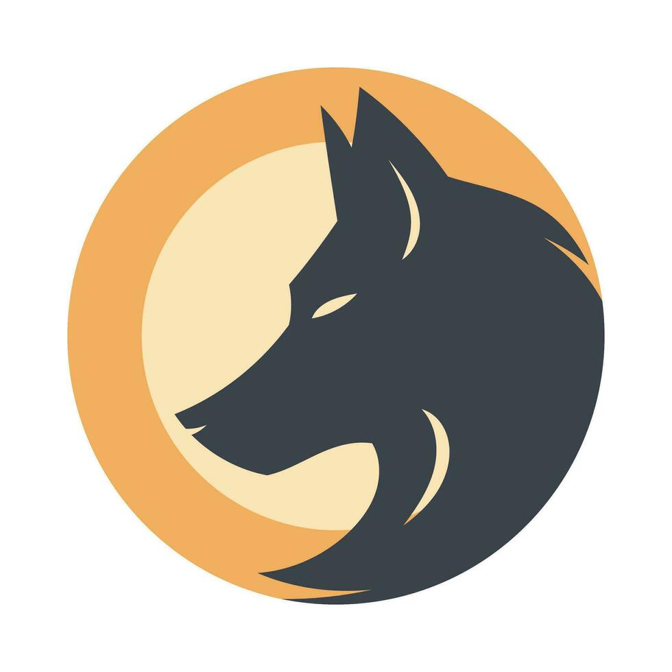 wolf silhouette with moon background vector