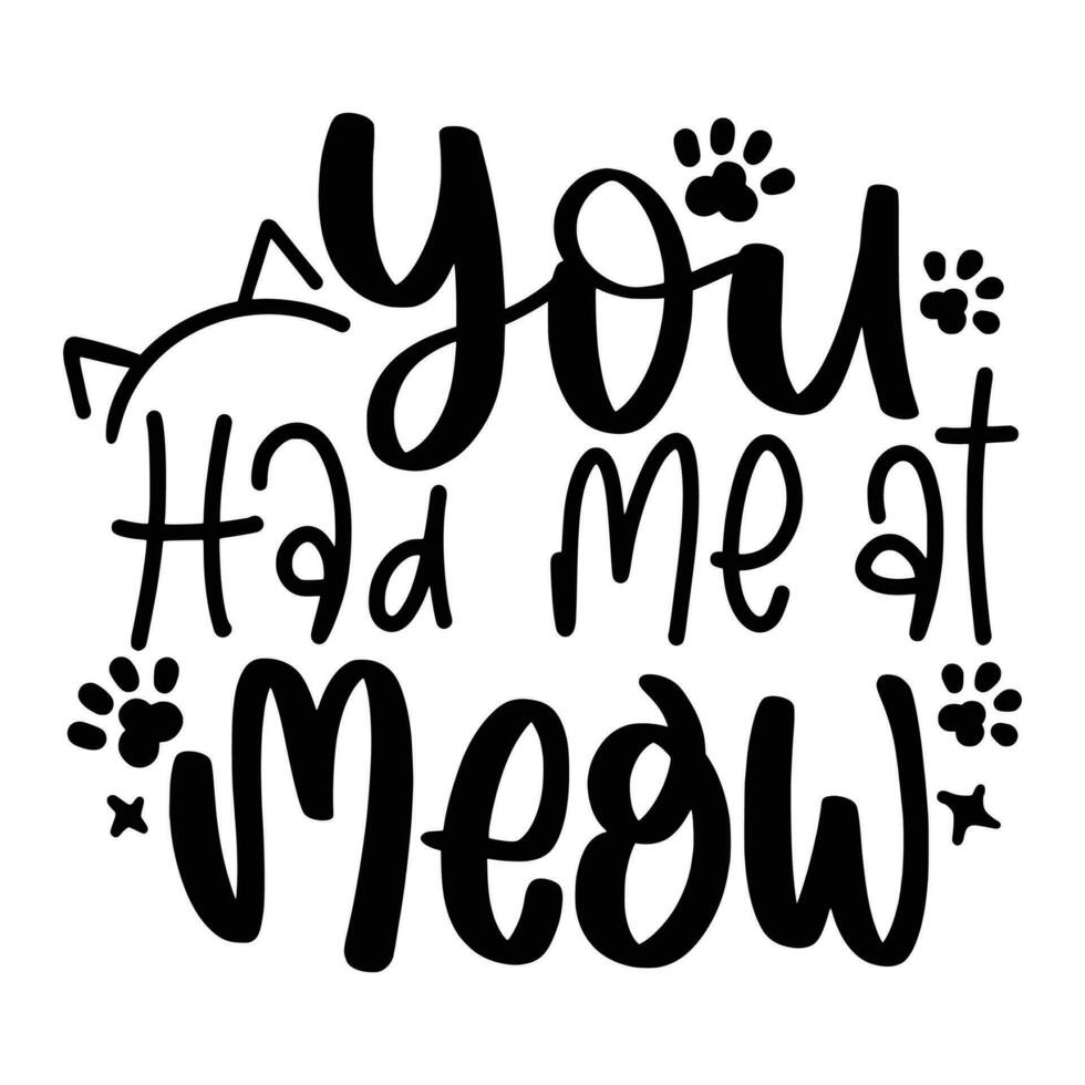 Cat and Catlover Hand-drawn vector lettering typography with cat paws isolated on white background. Illustration with slogan for clothe, print, banner, badge, poster, sticker