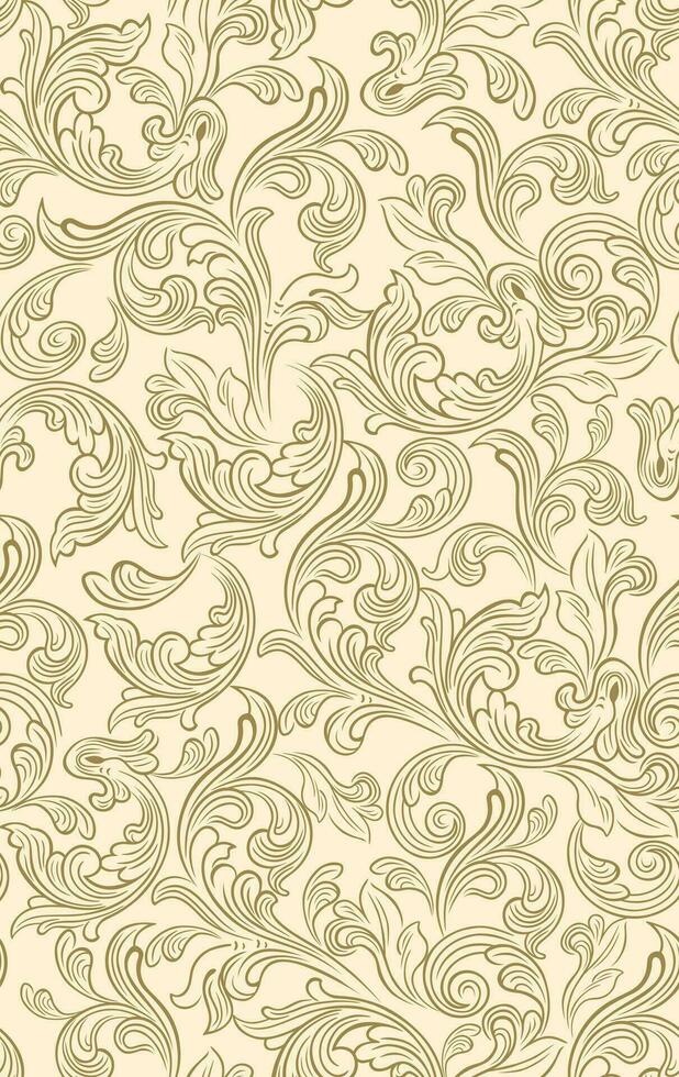Seamless Baroque Pattern On Beige Background vector