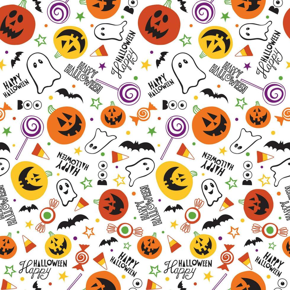 Seamless Fun Halloween Icons vector