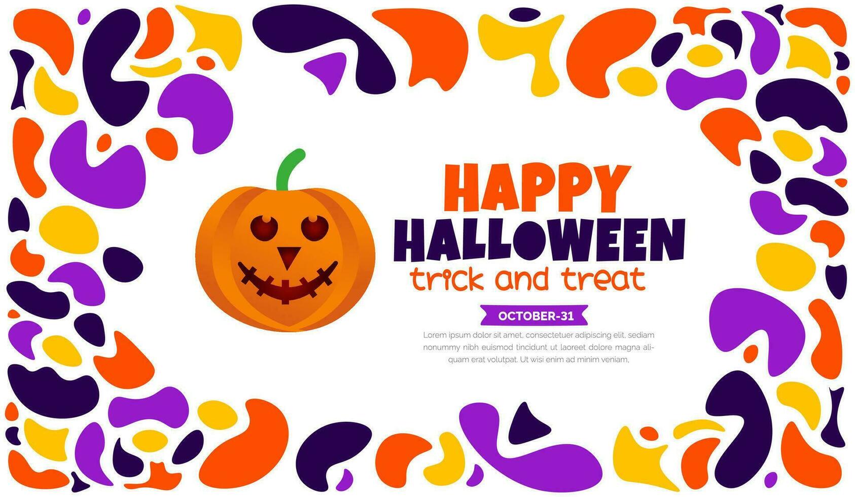 31 October happy Halloween pattern background design with pumpkins. use to background, banner, placard, party invitation card, book cover and poster design template. vector