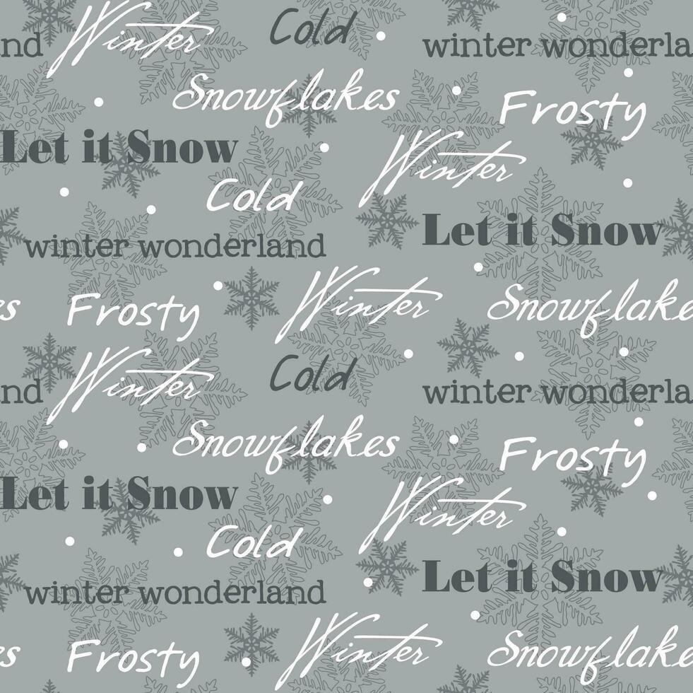 Seamless Christmas Winter Wordings On Gray Background vector