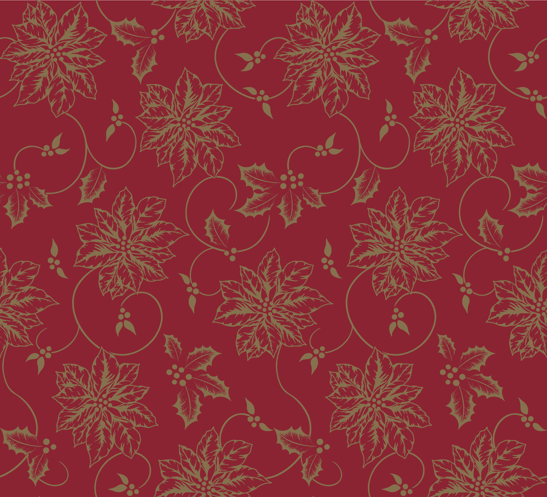 Seamless Gold Poinsettia On Red Background 29453225 Vector Art at Vecteezy