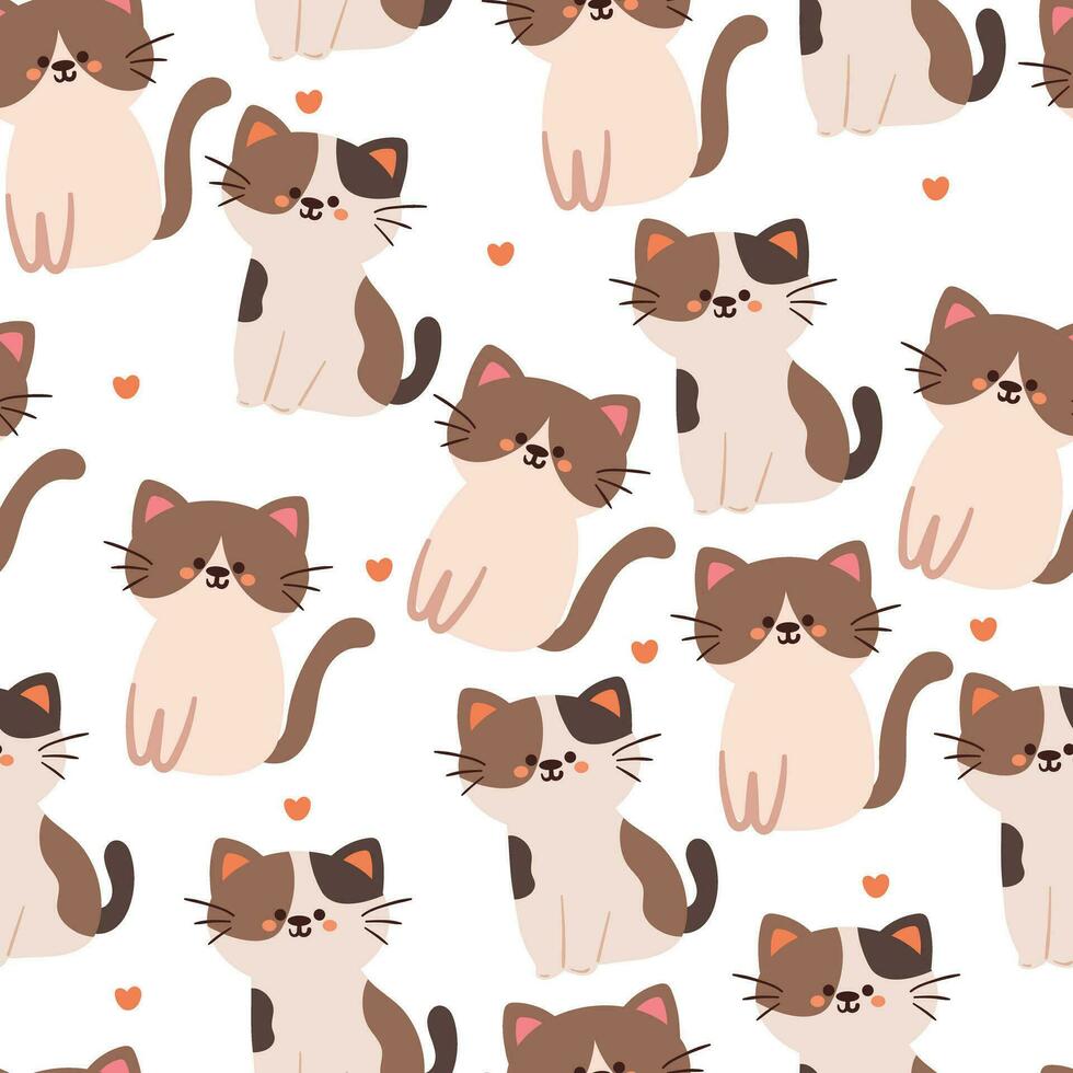 seamless pattern cartoon cat and flower. cute animal wallpaper for textile, gift wrap paper vector